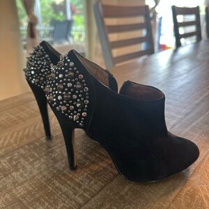 Aldo Black Studded High Heel Booties
